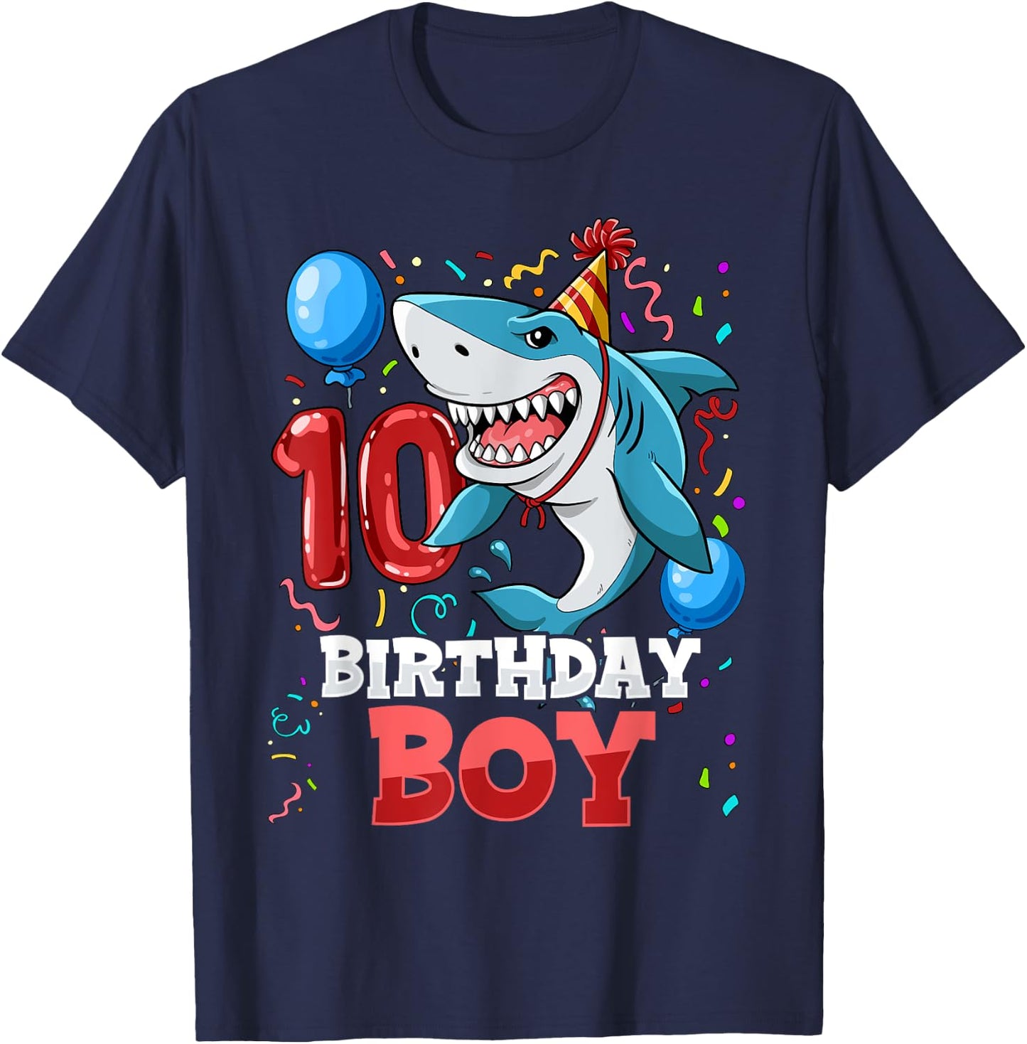 Shark 10th Birthday Boy T-Shirt - T-Shirt | Navy