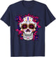 Flower Sugar Skull Funny Day Of The Dead Gift Women T-Shirt - T-Shirt | Navy