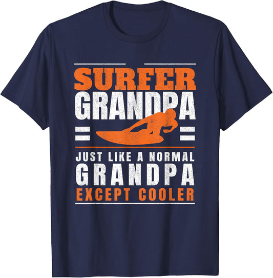 Surfer Grandpa Surf Grandfather Surfing Fathers Day Surfers T-Shirt - T-Shirt | Navy