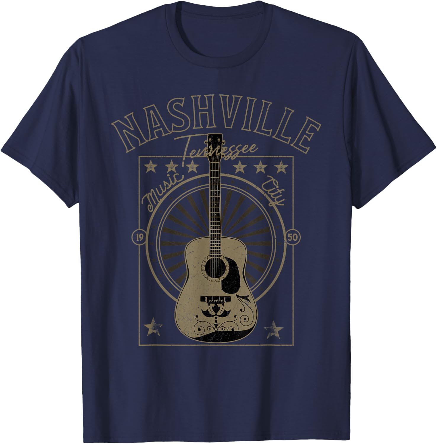 Nashville Tennessee Country Music City Guitar Gift Men Women T-Shirt - T-Shirt | Navy