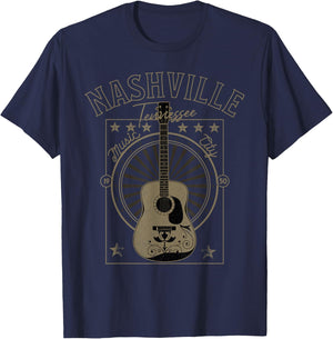Nashville Tennessee Country Music City Guitar Gift Men Women T-Shirt - T-Shirt | Navy