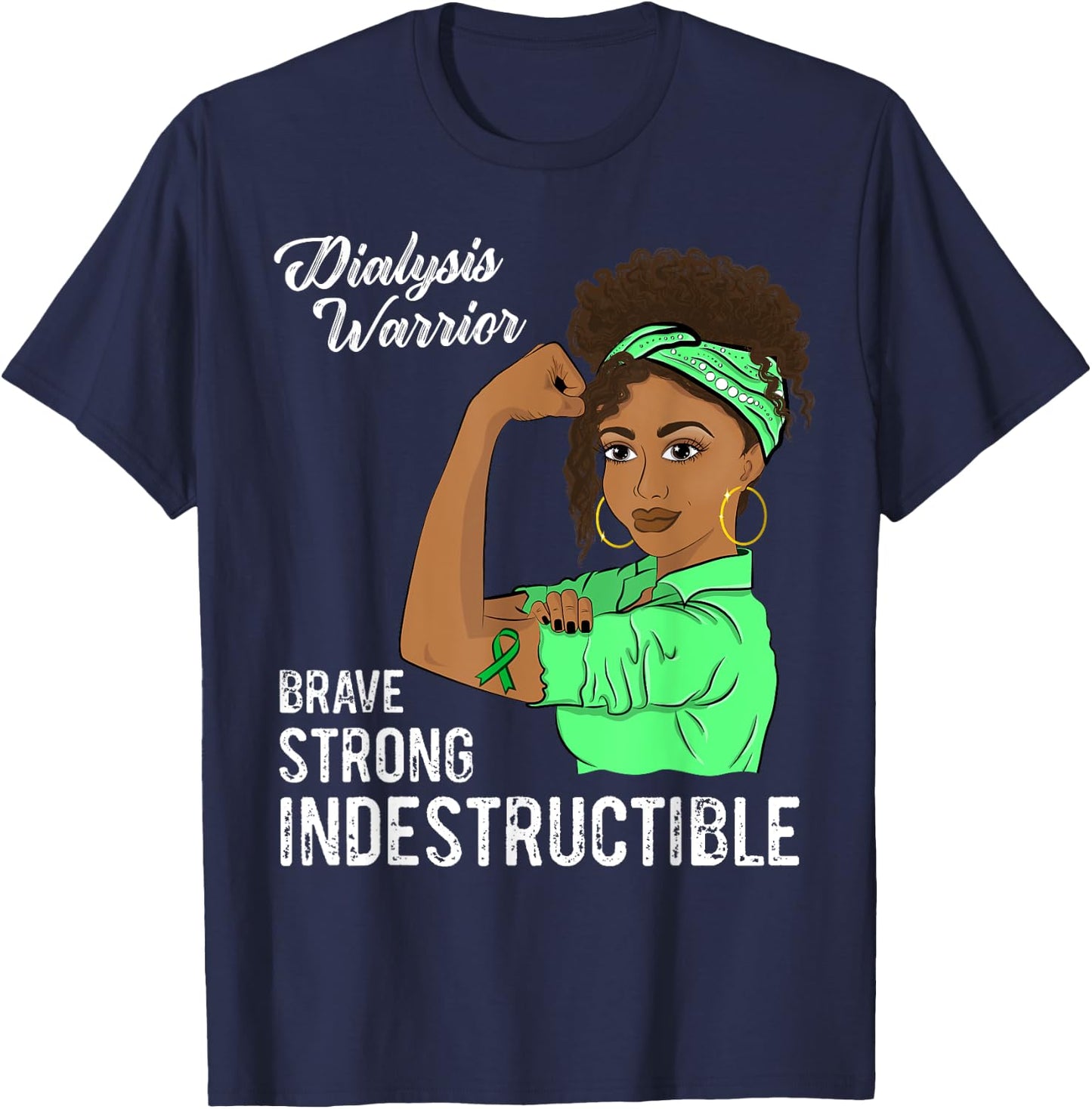 Dialysis Warrior Indestructible Kidney Survivor Awareness T-Shirt - T-Shirt | Navy