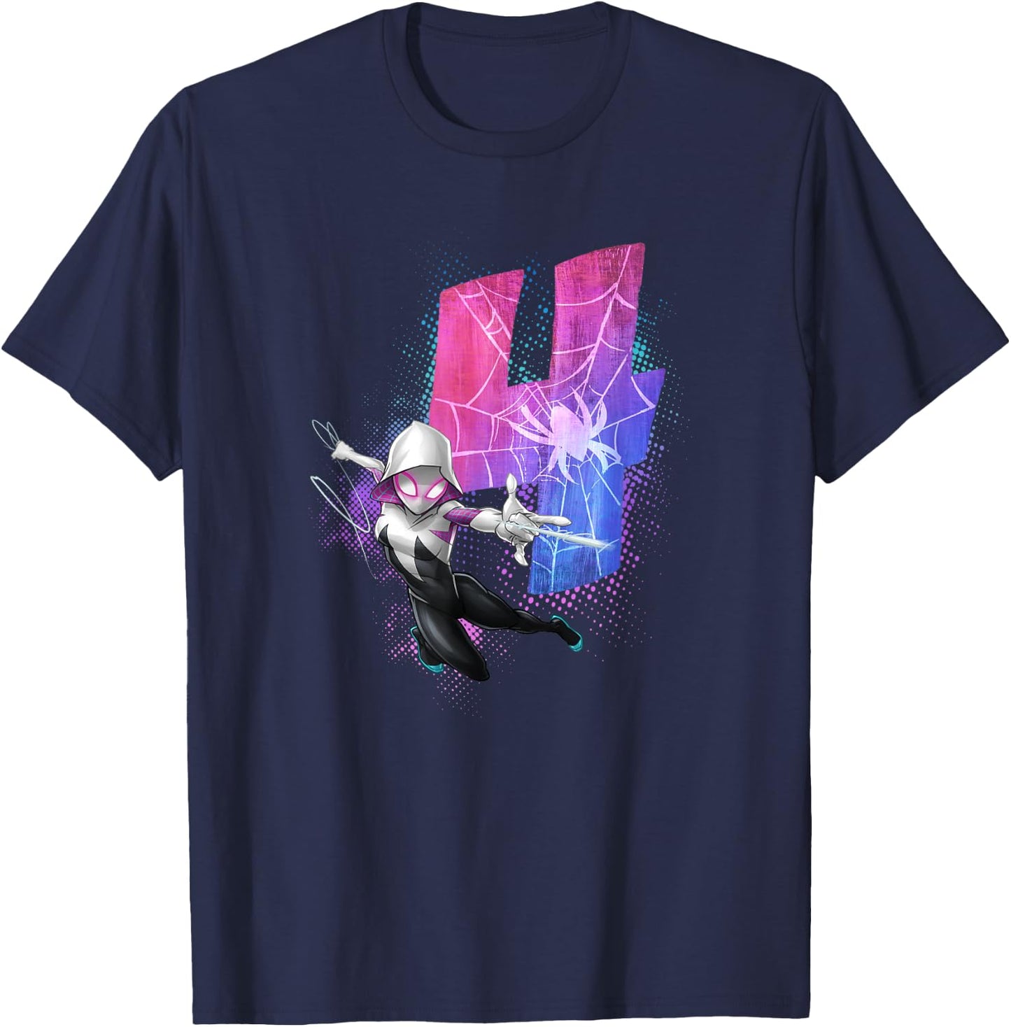 Marvel Ghost-Spider Gwen Stacy 4th Birthday Graphic T-Shirt - T-Shirt | Navy