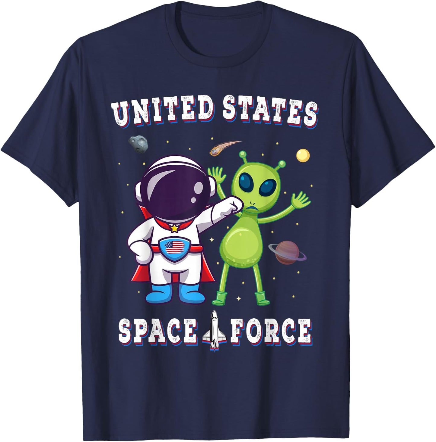 United States Space Force Funny Alien Military T-Shirt - T-Shirt | Navy