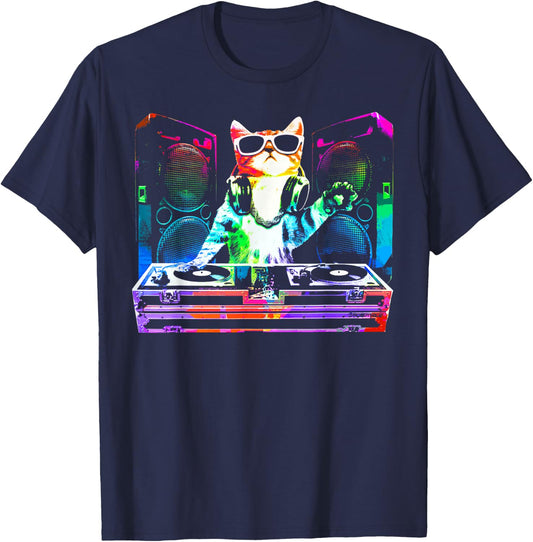 House CAT (New DJ Cat Kitty) T-Shirt - T-Shirt | Navy