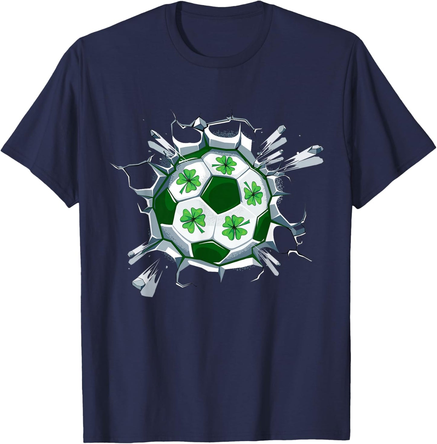 Soccer St Patricks Day Leprechaun Shamrock Boys Kids T-Shirt - T-Shirt | Navy