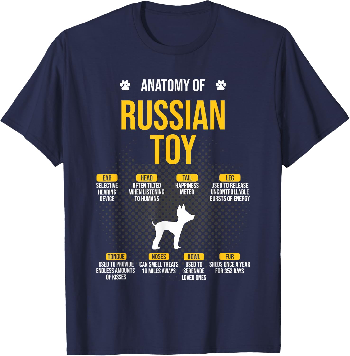 Anatomy Of Russian Toy Dog Lover T-Shirt - T-Shirt | Navy