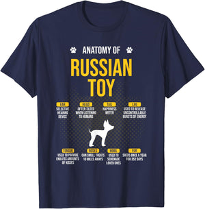 Anatomy Of Russian Toy Dog Lover T-Shirt - T-Shirt | Navy