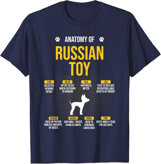 Anatomy Of Russian Toy Dog Lover T-Shirt - T-Shirt | Navy