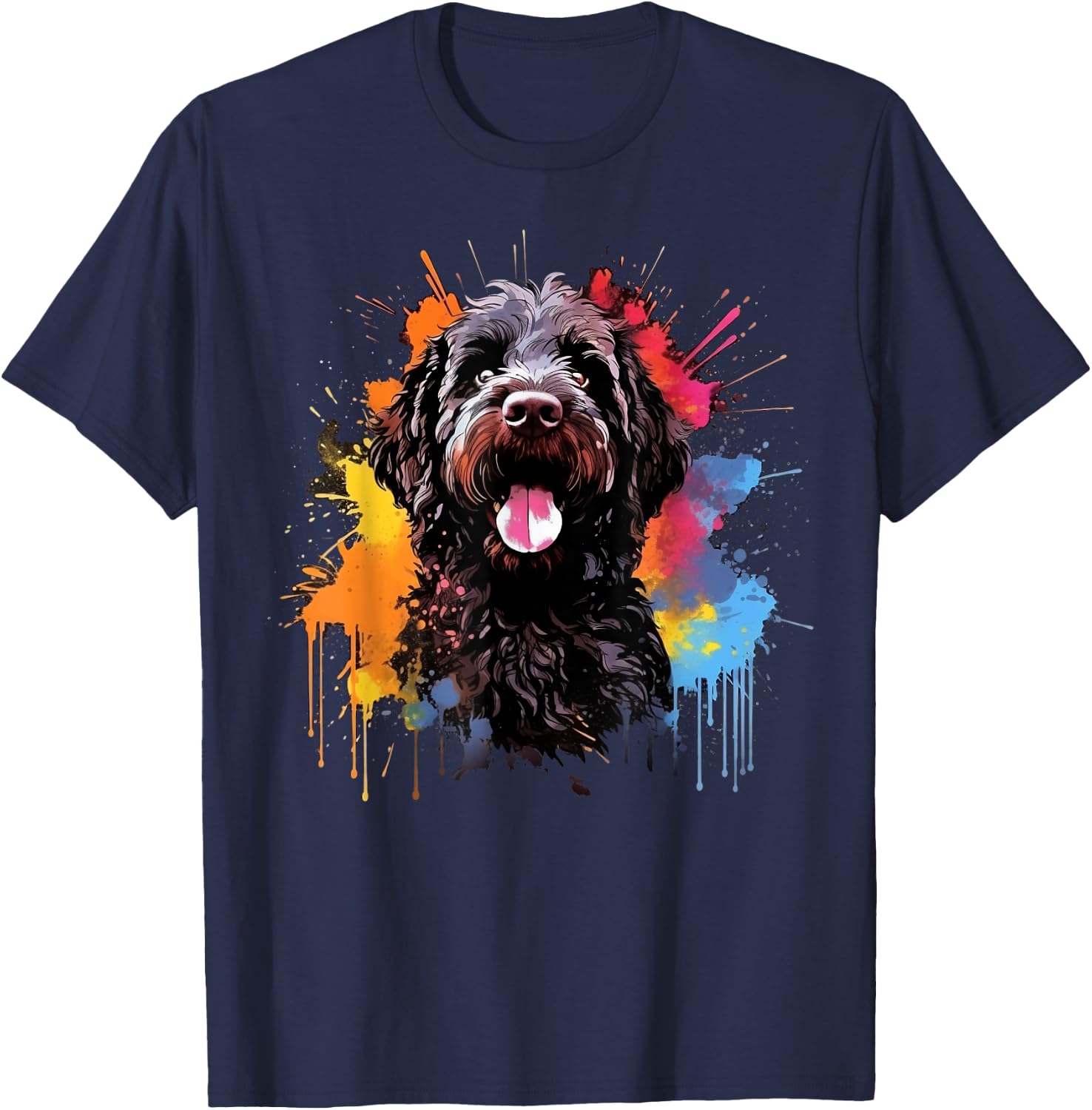 Colorful Portuguese Water dog T-Shirt - T-Shirt | Navy