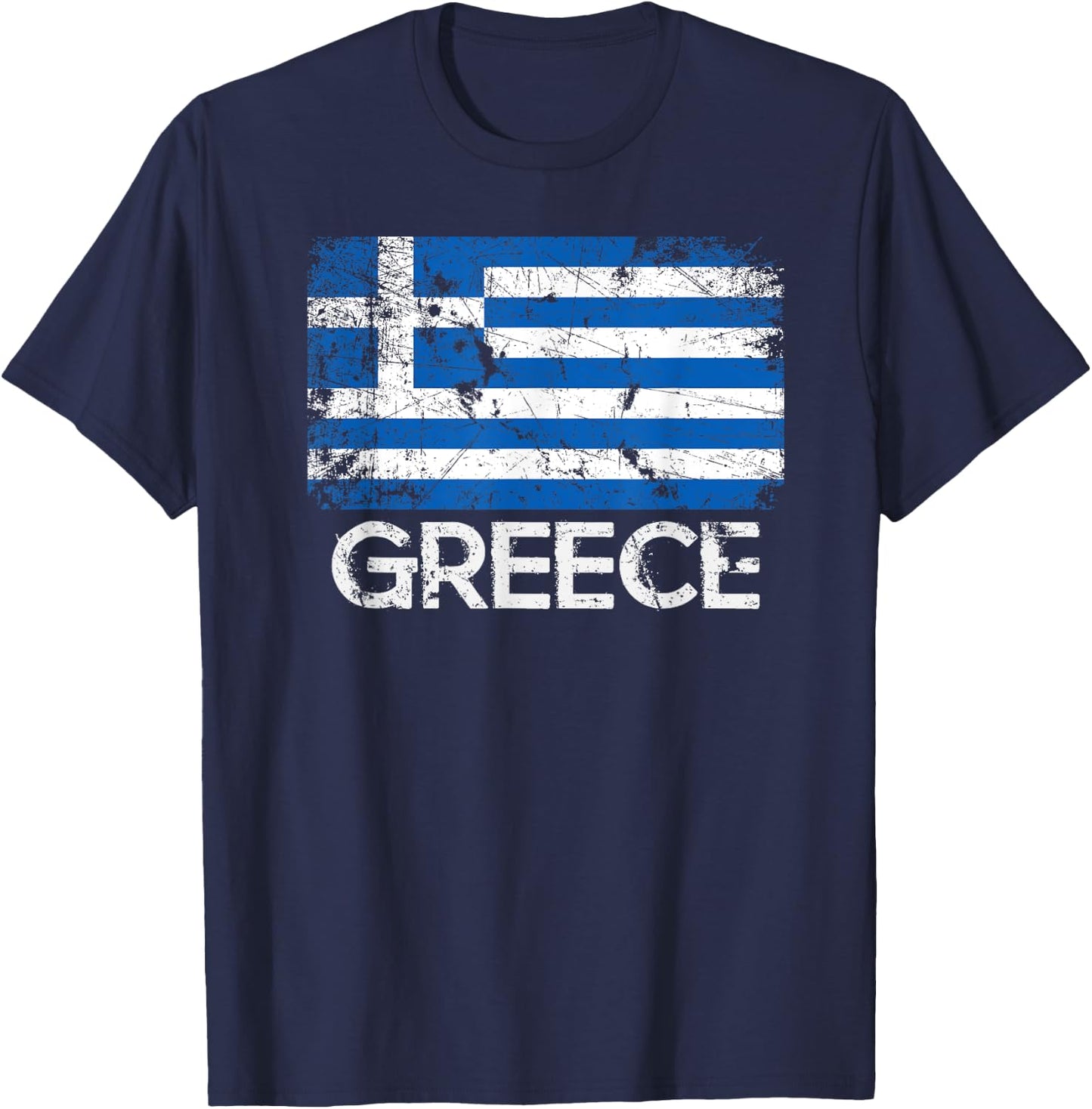 Greek Flag | Vintage Made In Greece Gift T-Shirt - T-Shirt | Navy