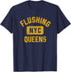 Flushing Queens NYC Gym Style Distressed Amber Print T-Shirt - T-Shirt | Navy