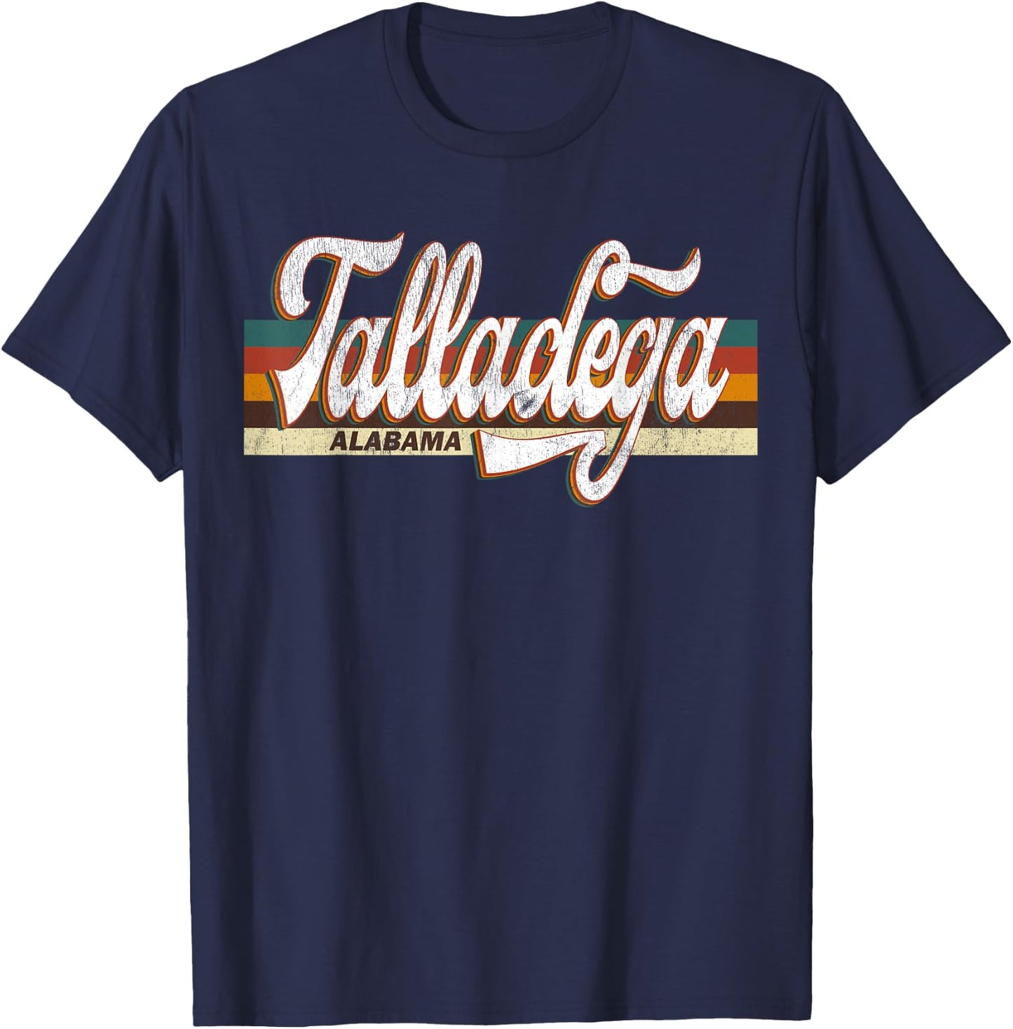 Vintage 80s 70s Talladega Retro Alabama T-Shirt - T-Shirt | Navy