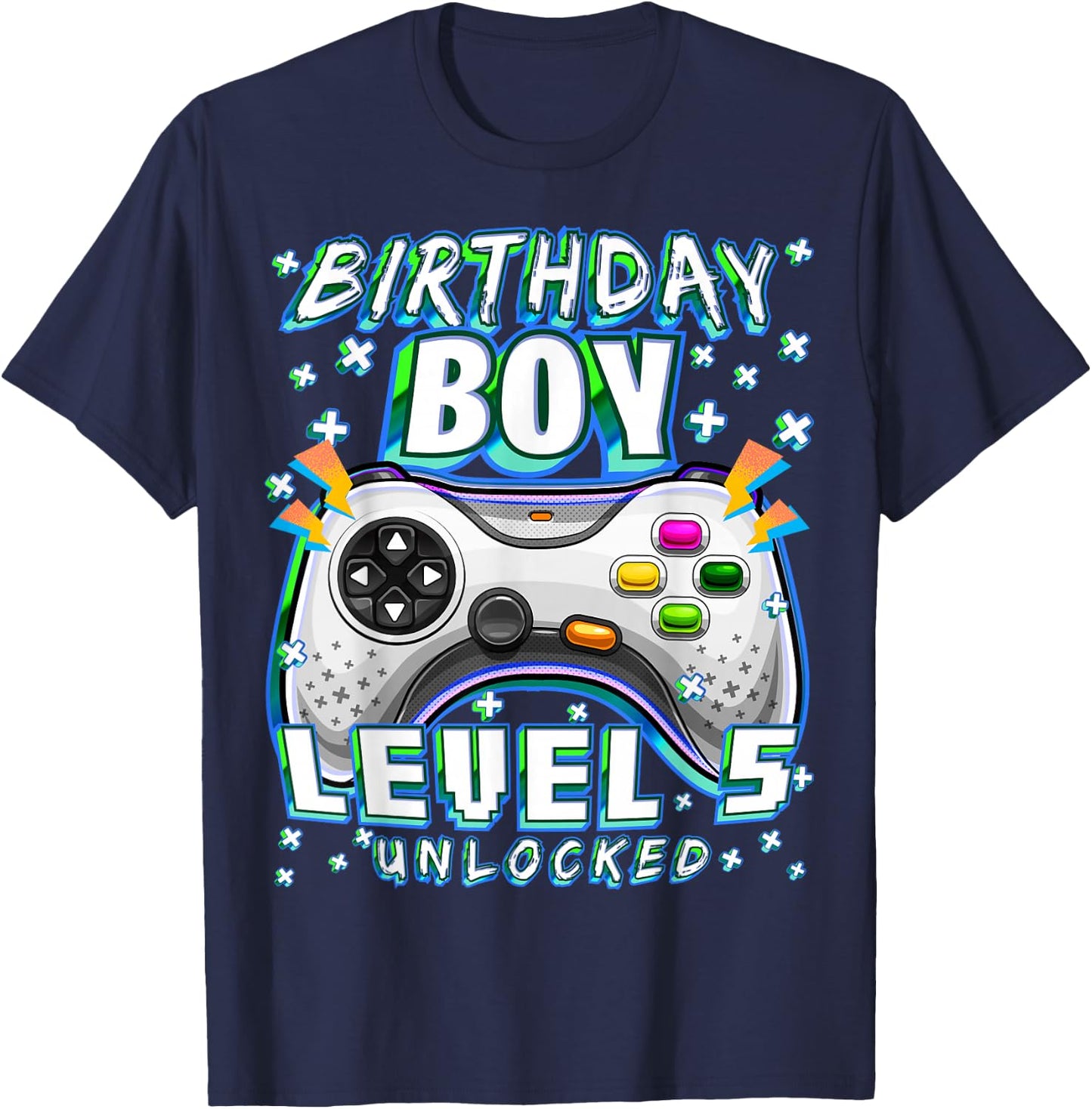 Level 5 Unlocked Video Game 5th Birthday Gamer Boys T-Shirt - T-Shirt | Navy
