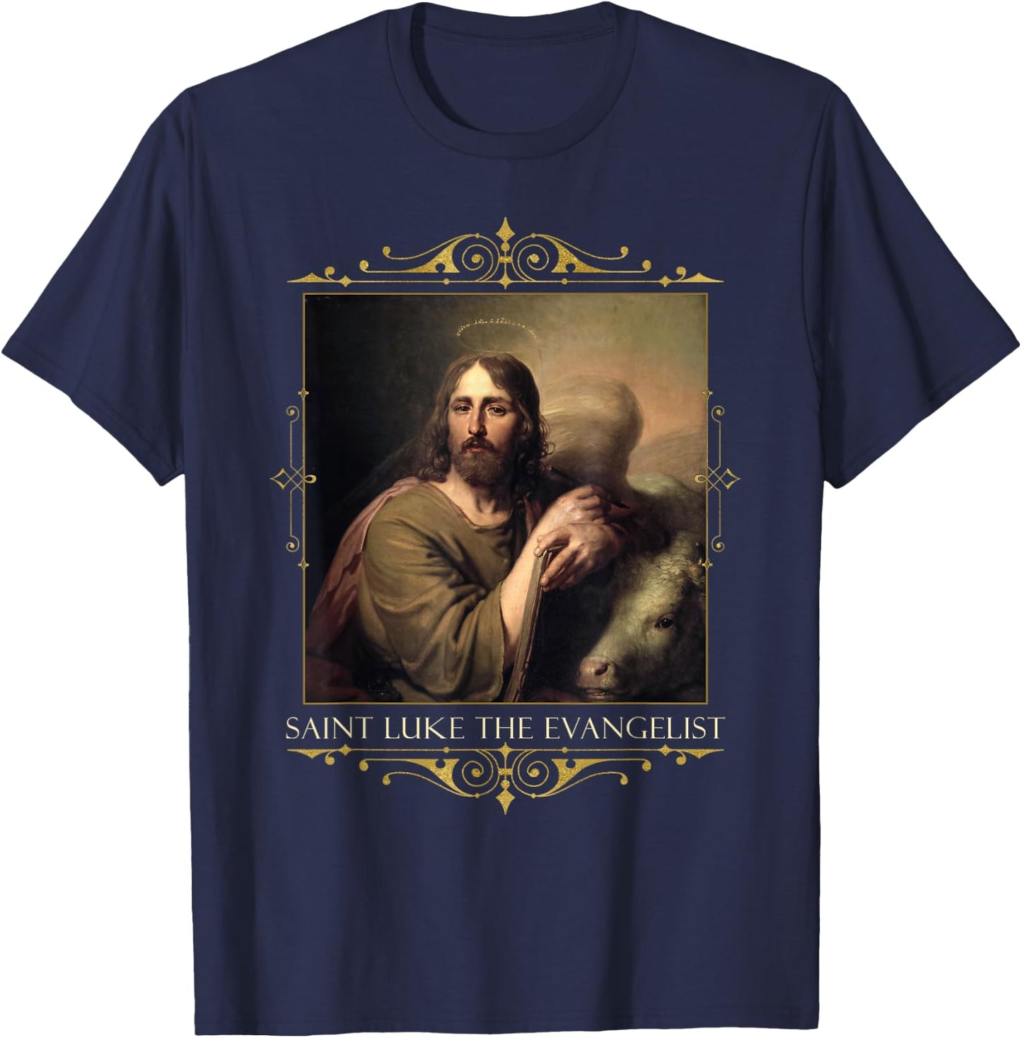 St Luke the Evangelist Prayer Patron Artists Catholic Saint T-Shirt - T-Shirt | Navy