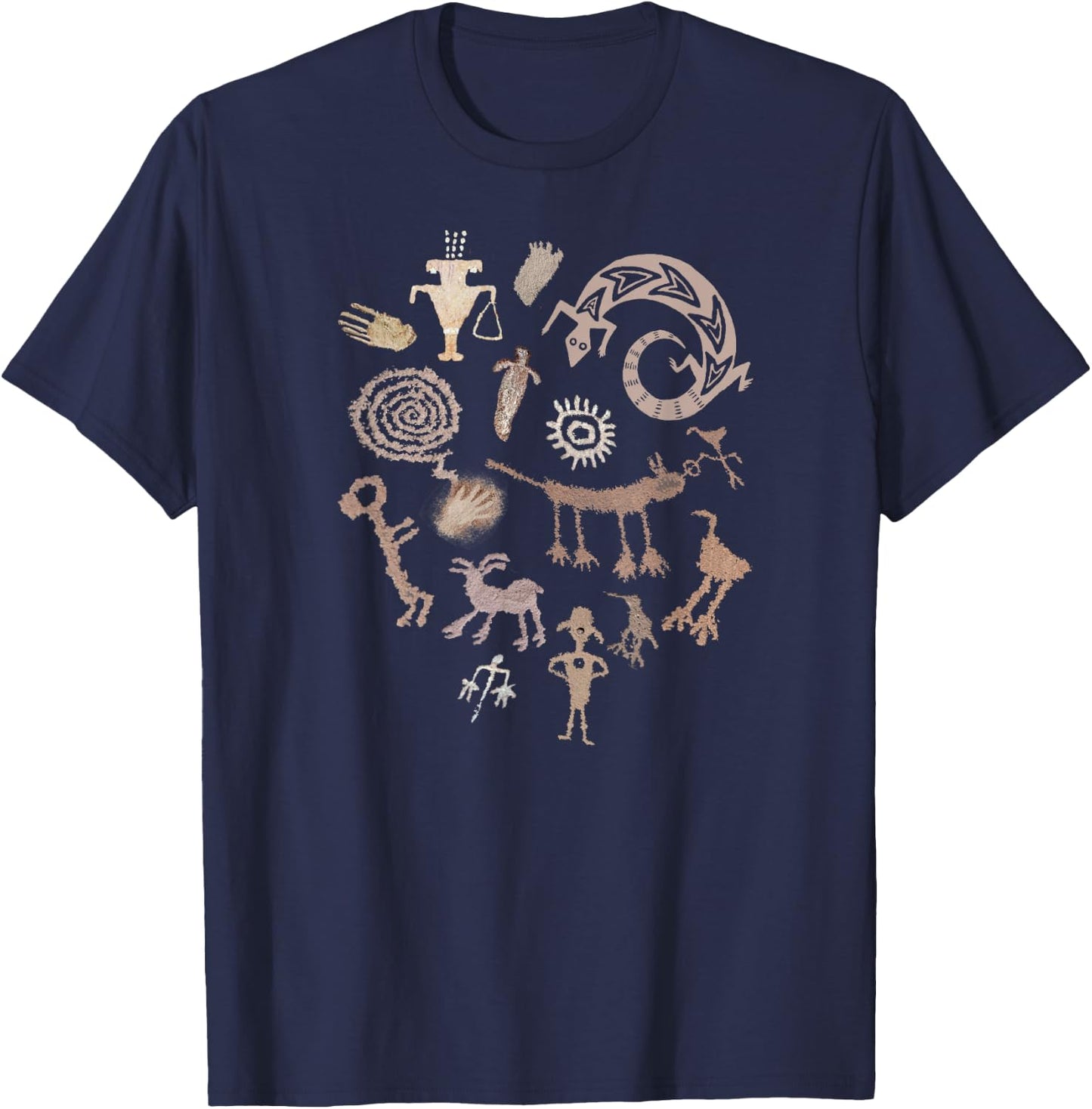 Multiple Petroglyphs! Rock carvings. T-Shirt - T-Shirt | Navy