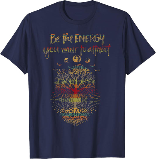 Phases of the Moon Retro Tree of Life 60's 70's Cool Vibe T-Shirt - T-Shirt | Navy