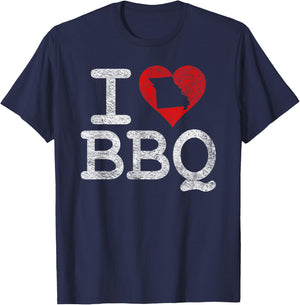 I Love Missouri Bbq I Heart Kansas City Sauce Grill Smoker T-Shirt - T-Shirt | Navy