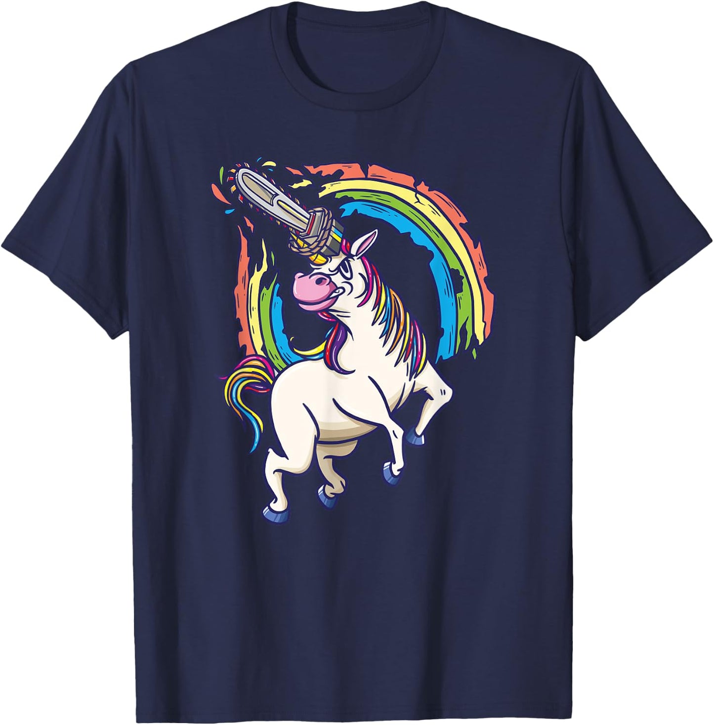 Chainsaws unicorn comes to kill fun gift T-Shirt - T-Shirt | Navy