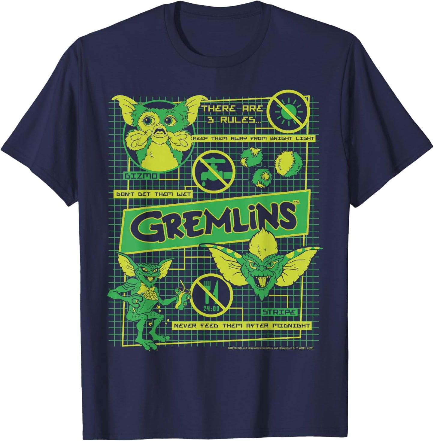 Gremlins Three Rules Schematics T-Shirt - T-Shirt | Navy