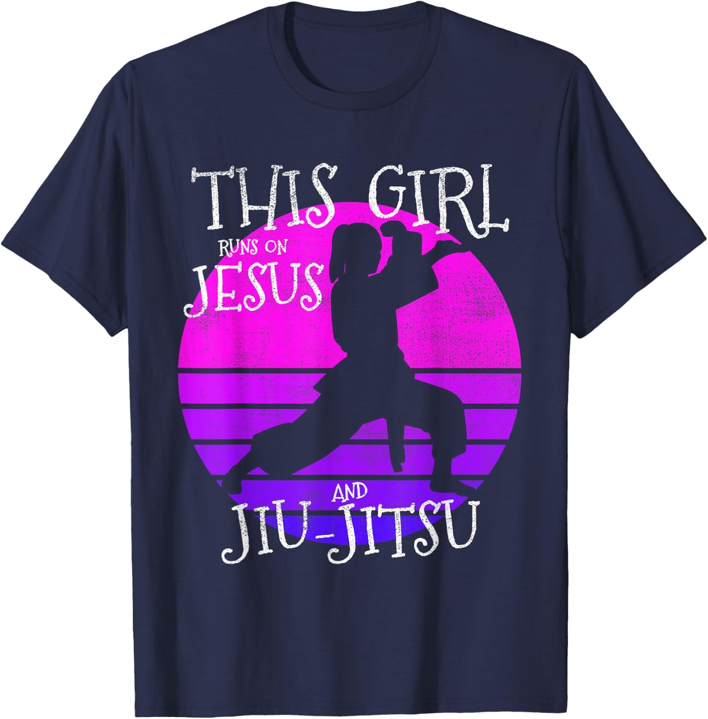 This girl runs on Jesus and Jiu Jitsu shirt T-Shirt - T-Shirt | Navy