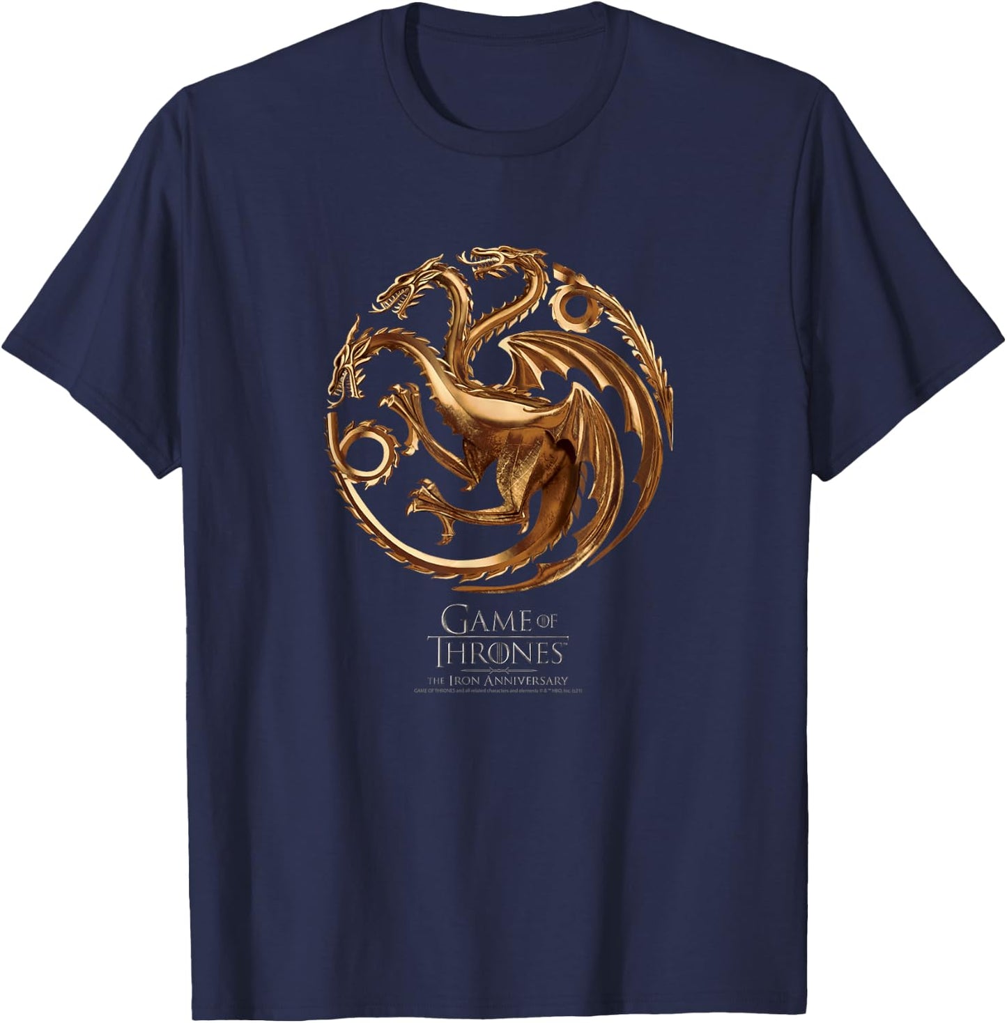Game Of Thrones Iron Anniversary Dragon Logo T-Shirt - T-Shirt | Navy