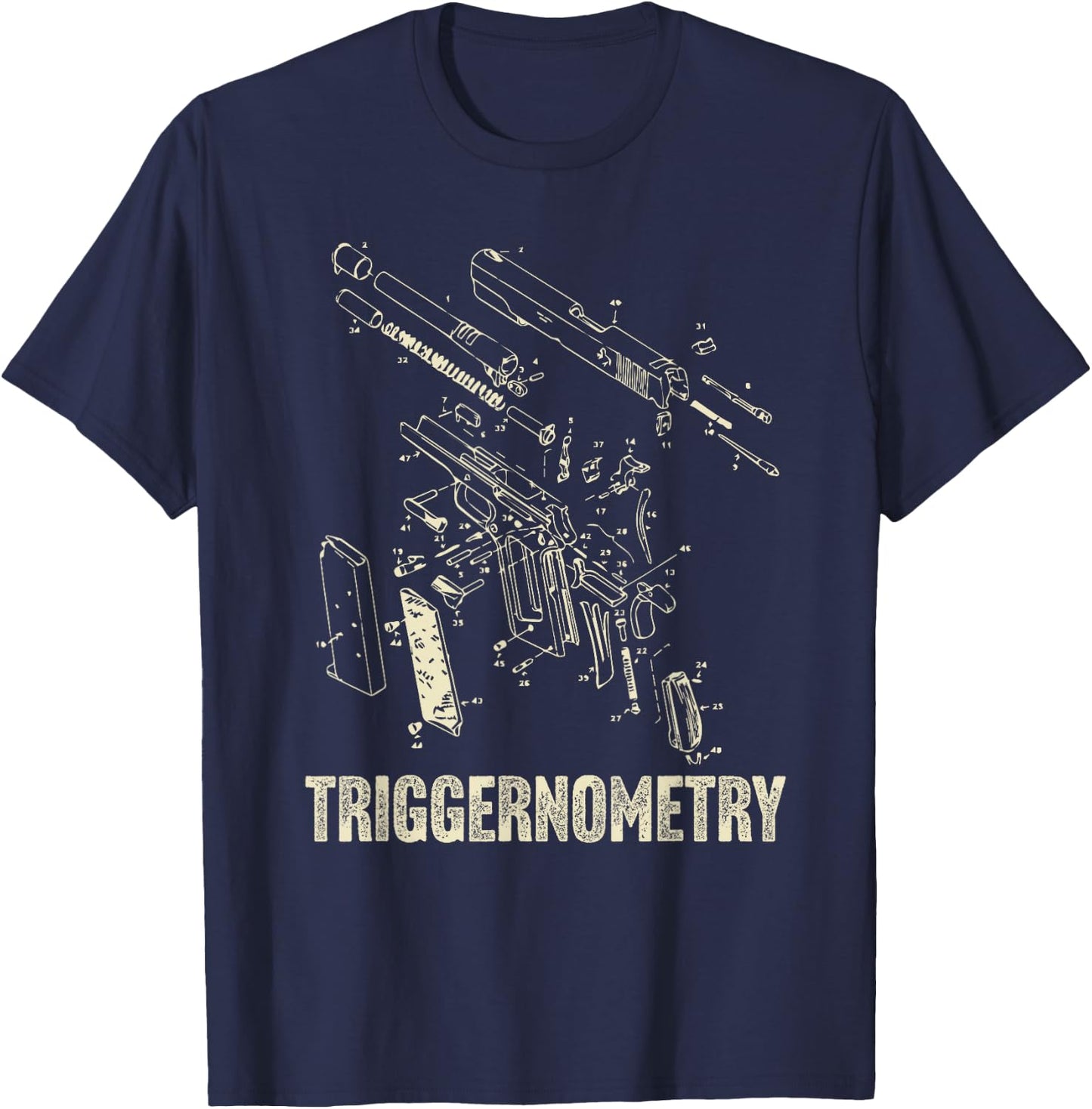 Triggernometry 2A 2nd Second Amendment Patent Drawing T-Shirt - T-Shirt | Navy