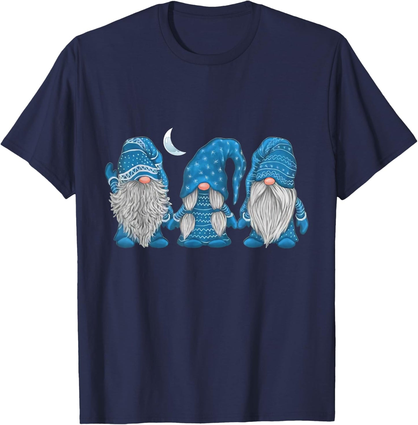Sleepy Moon Winter Gnomes Pajamas T-Shirt - T-Shirt | Navy
