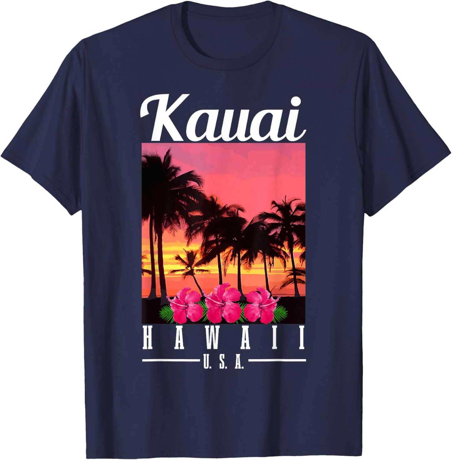 Kauai Hawaii Aloha Hawaiian Islands Surfer Souvenir T-Shirt - T-Shirt | Navy