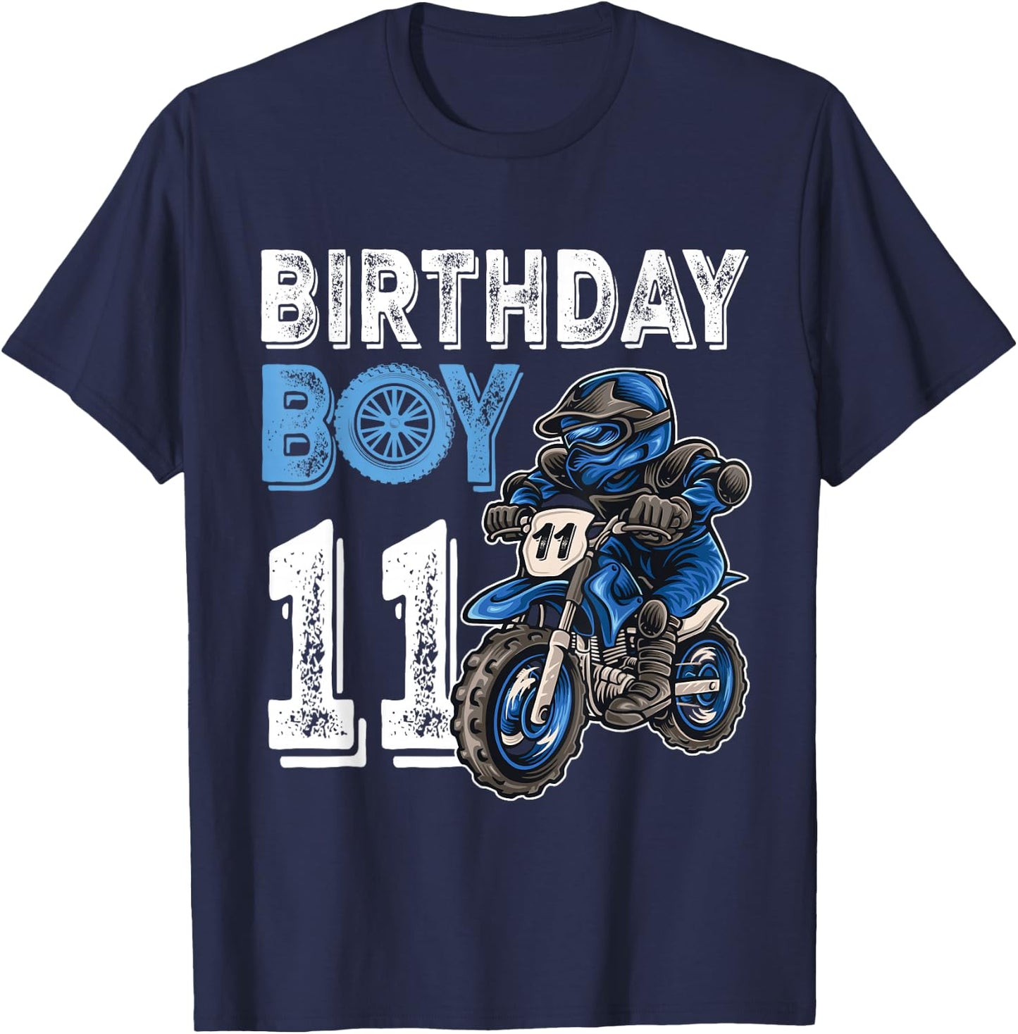 Motocross MX 11th Gift 11 Year Old Dirt Bike Birthday Party T-Shirt - T-Shirt | Navy