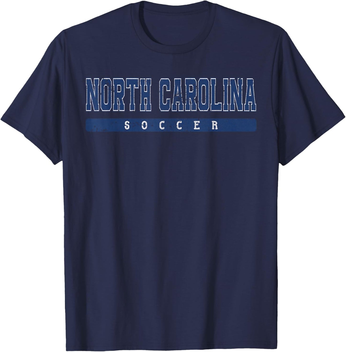 North Carolina Soccer Blue Vintage Text T-Shirt - T-Shirt | Navy