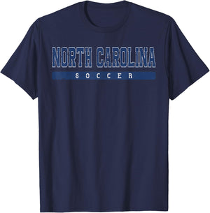 North Carolina Soccer Blue Vintage Text T-Shirt - T-Shirt | Navy