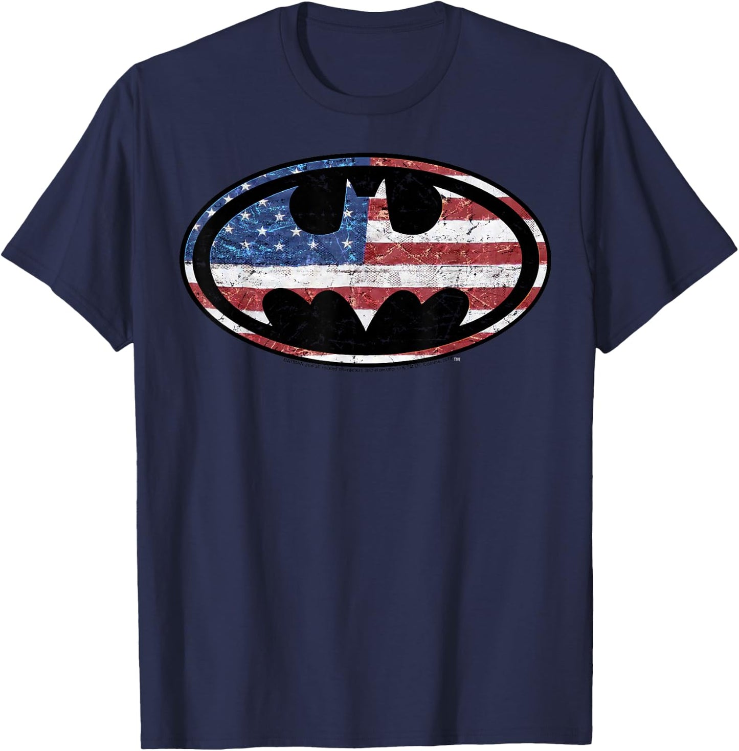 DC Comics Batman Old Glory American Flag Logo T-Shirt - T-Shirt | Navy