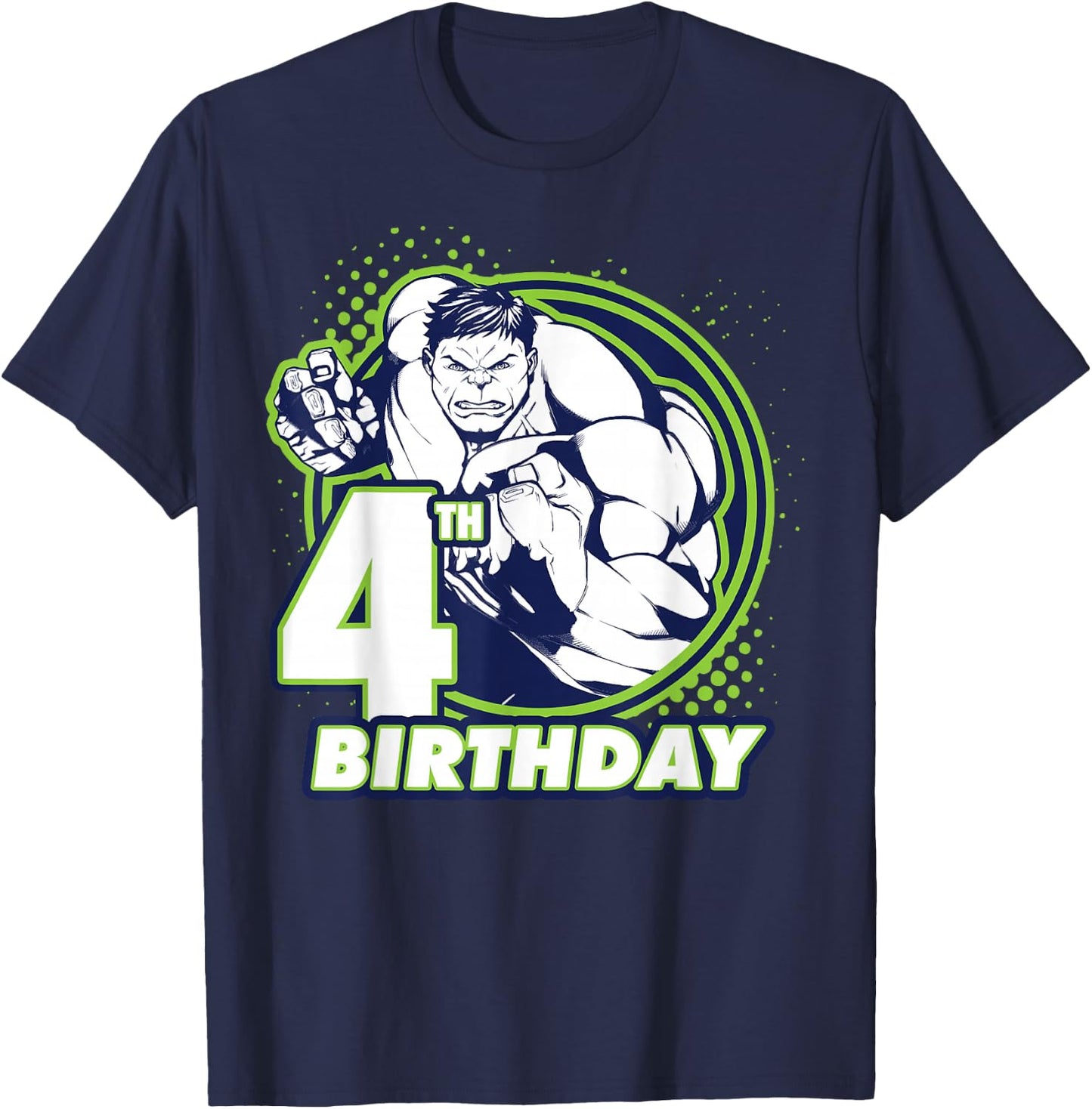 Marvel Avengers Hulk 4th Birthday Badge T-Shirt - T-Shirt | Navy