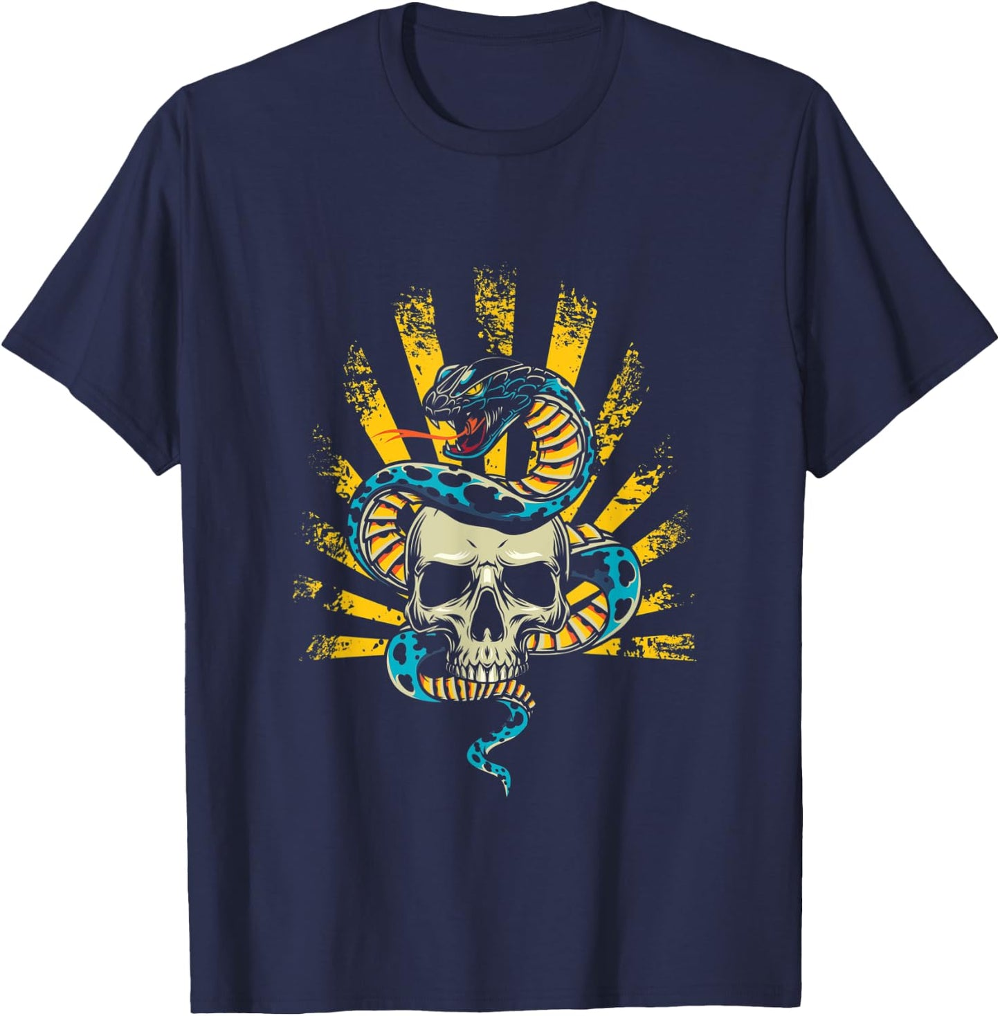 Skull Snake Rattlesnake Poison Animal Pet Dangerous Gift T-Shirt - T-Shirt | Navy