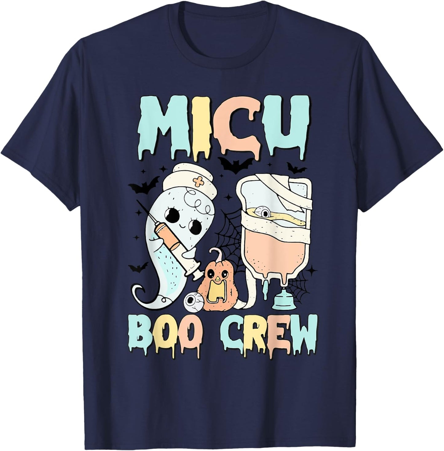 MICU Boo Crew MICU Nurses Halloween MICU squad Matching T-Shirt - T-Shirt | Navy