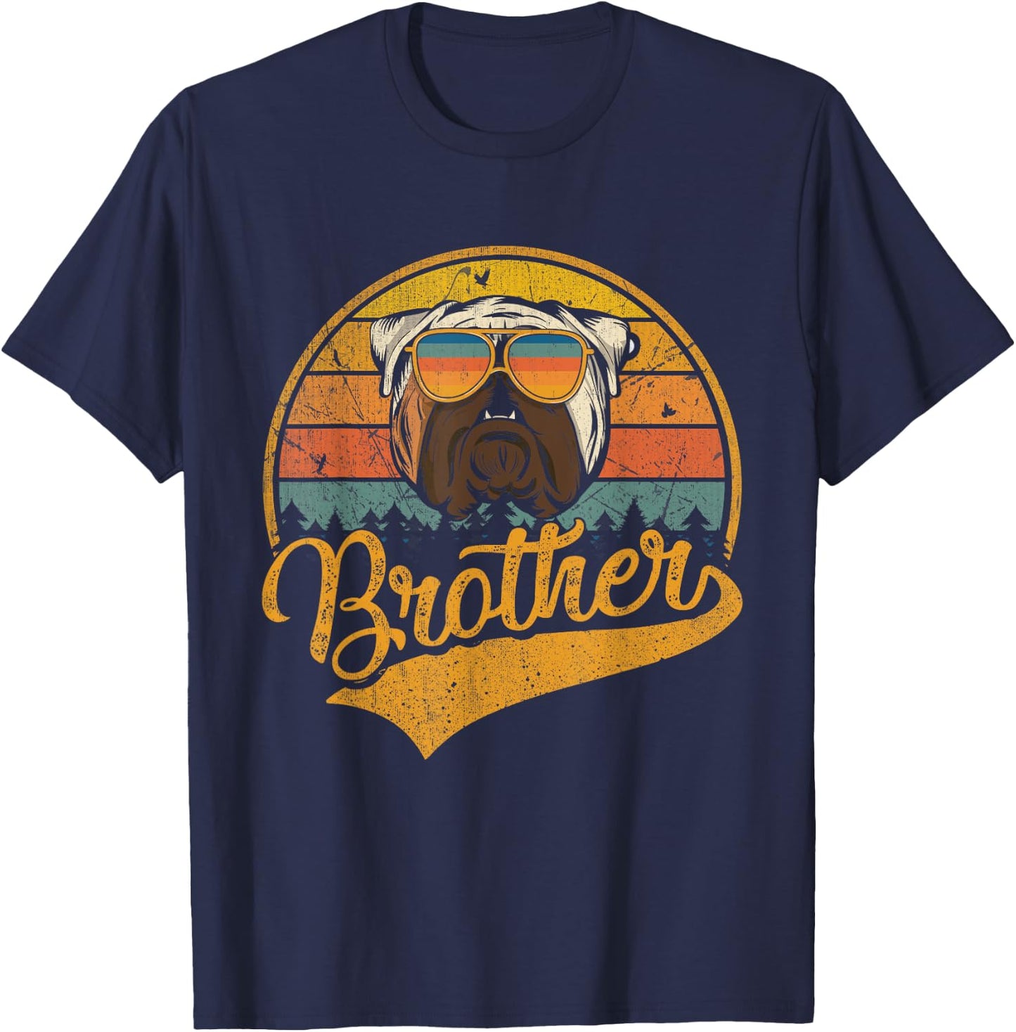 Father's Day Gifts Retro Vintage English Bulldog Brother Women Kids T-Shirt - T-Shirt | Navy