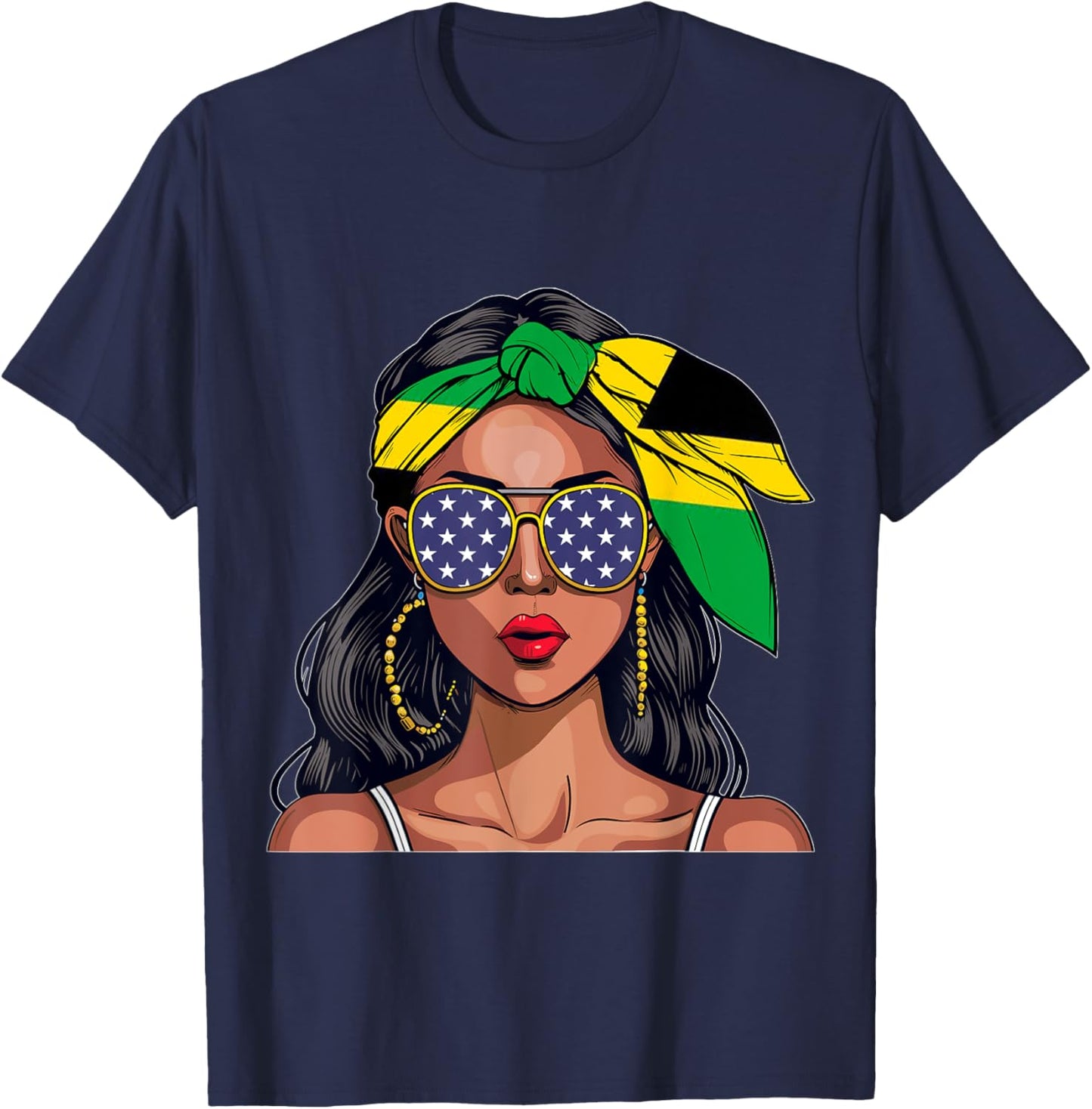 Jamaican Souvenirs Products Woman Flag American Jamaica T-Shirt - T-Shirt | Navy