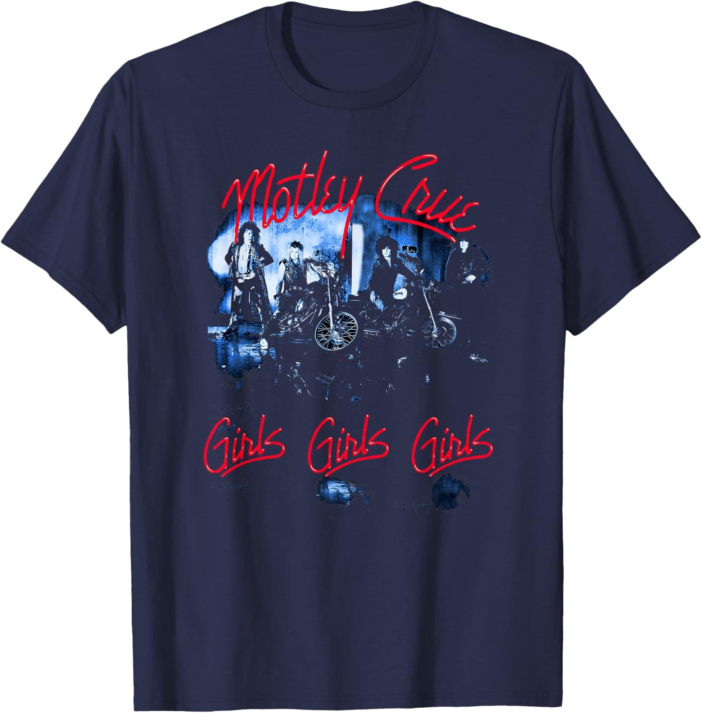 Mötley Crüe - Girls Girls Tracklist T-Shirt - T-Shirt | Navy