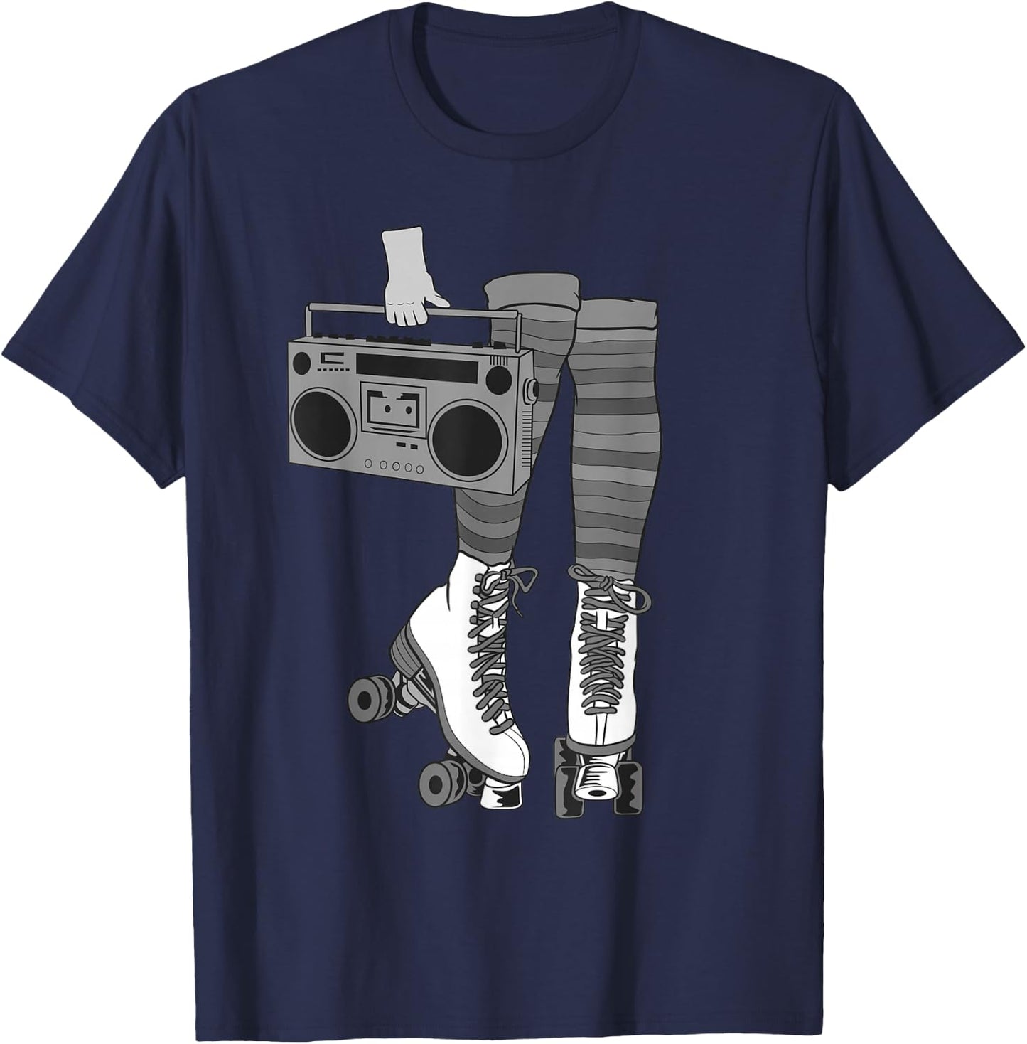 Retro Rollerskates Funny 80's Roller Disco Skating Girl Gift T-Shirt - T-Shirt | Navy