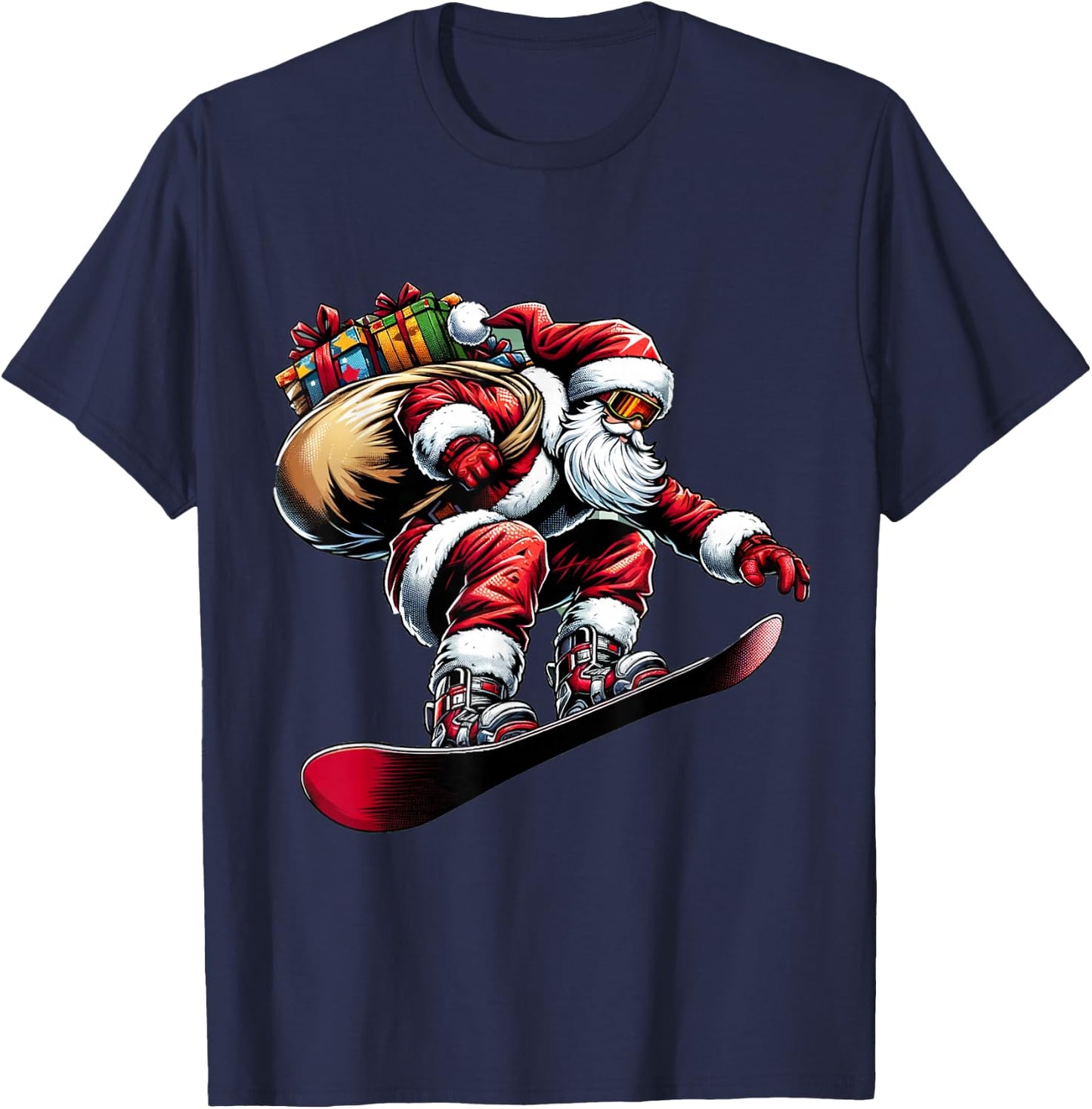 Snowboard Claus Santa Rider Christmas Snow Surfing Xmas T-Shirt - T-Shirt | Navy