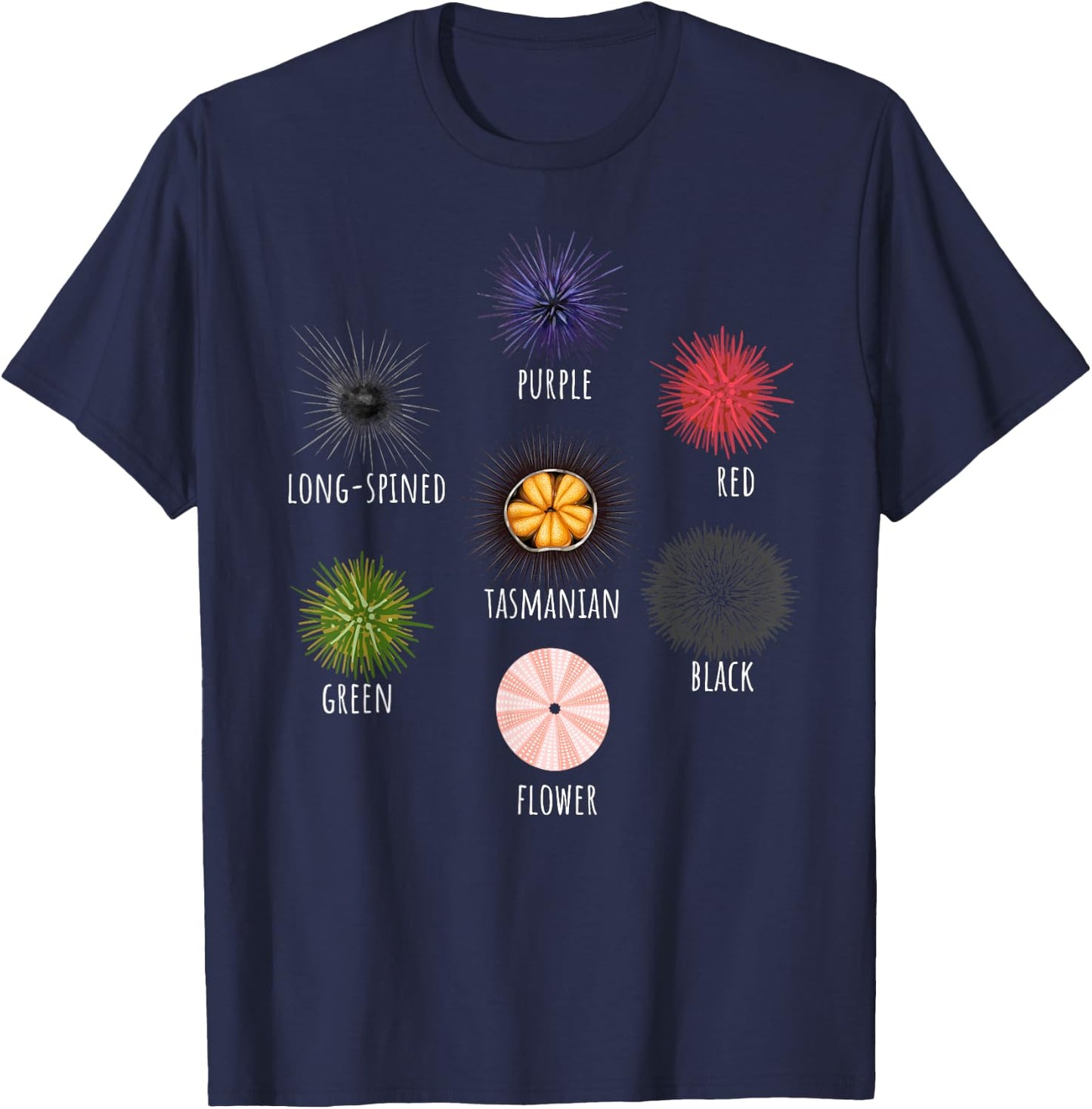 Type Of Sea Urchin Variants Sea Shell Beach Ocean Lovers T-Shirt - T-Shirt | Navy