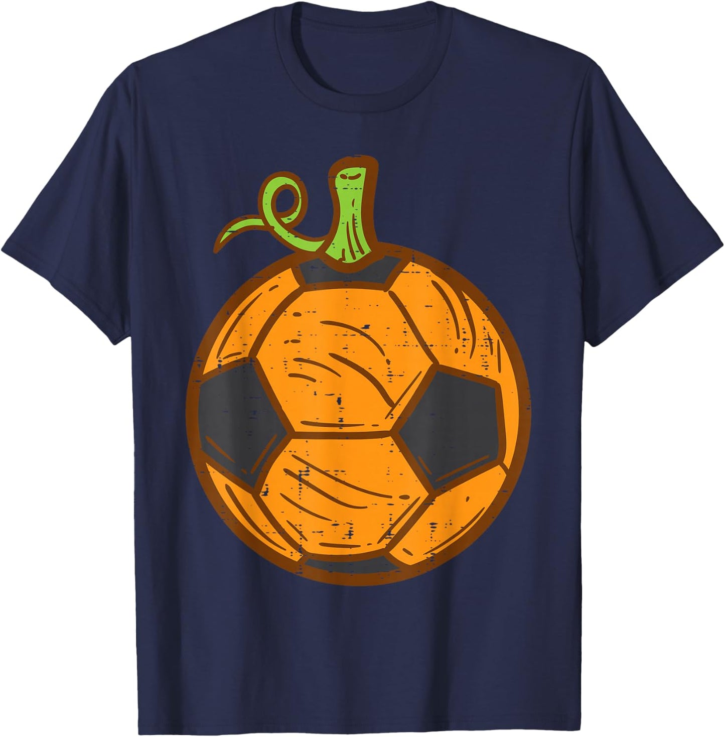 Halloween Soccer Ball Pumpkin Football Costume Boys Kids Men T-Shirt - T-Shirt | Navy