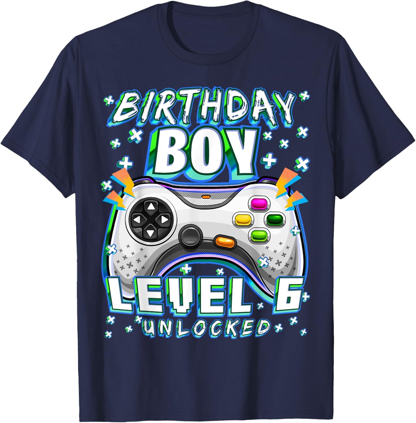 Level 6 Unlocked Video Game 6th Birthday Gamer Boys T-Shirt - T-Shirt | Navy