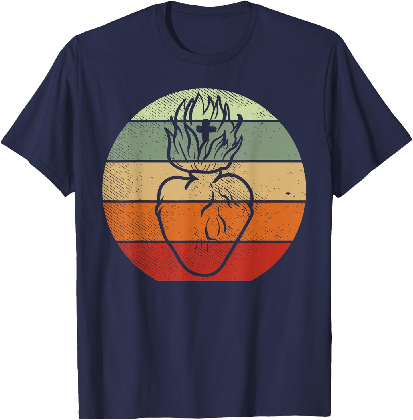 Heart Jesus Sacred God Religious Catholic Christian Gift T-Shirt - T-Shirt | Navy