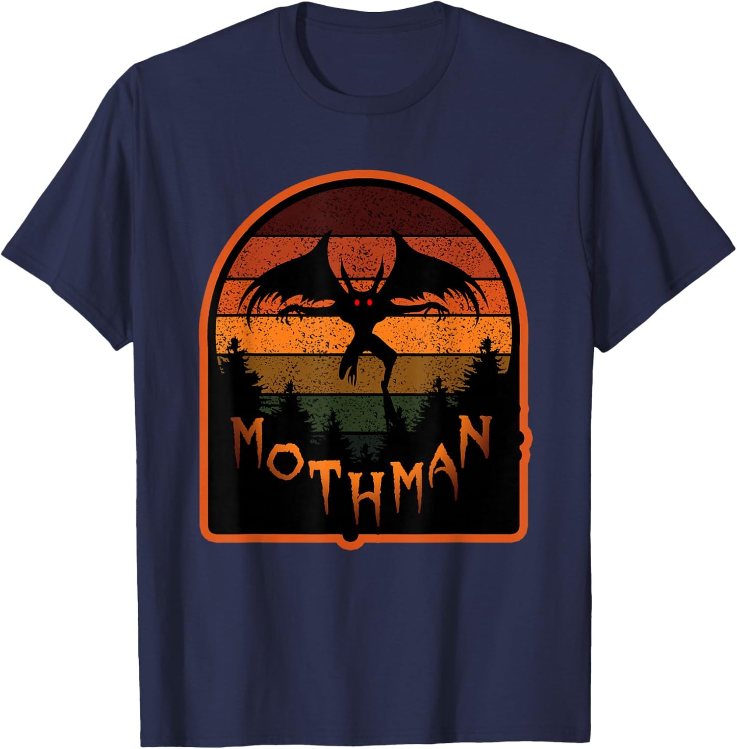 Cryptid Vintage Orange Mothman Folklore Small T-Shirt - T-Shirt | Navy