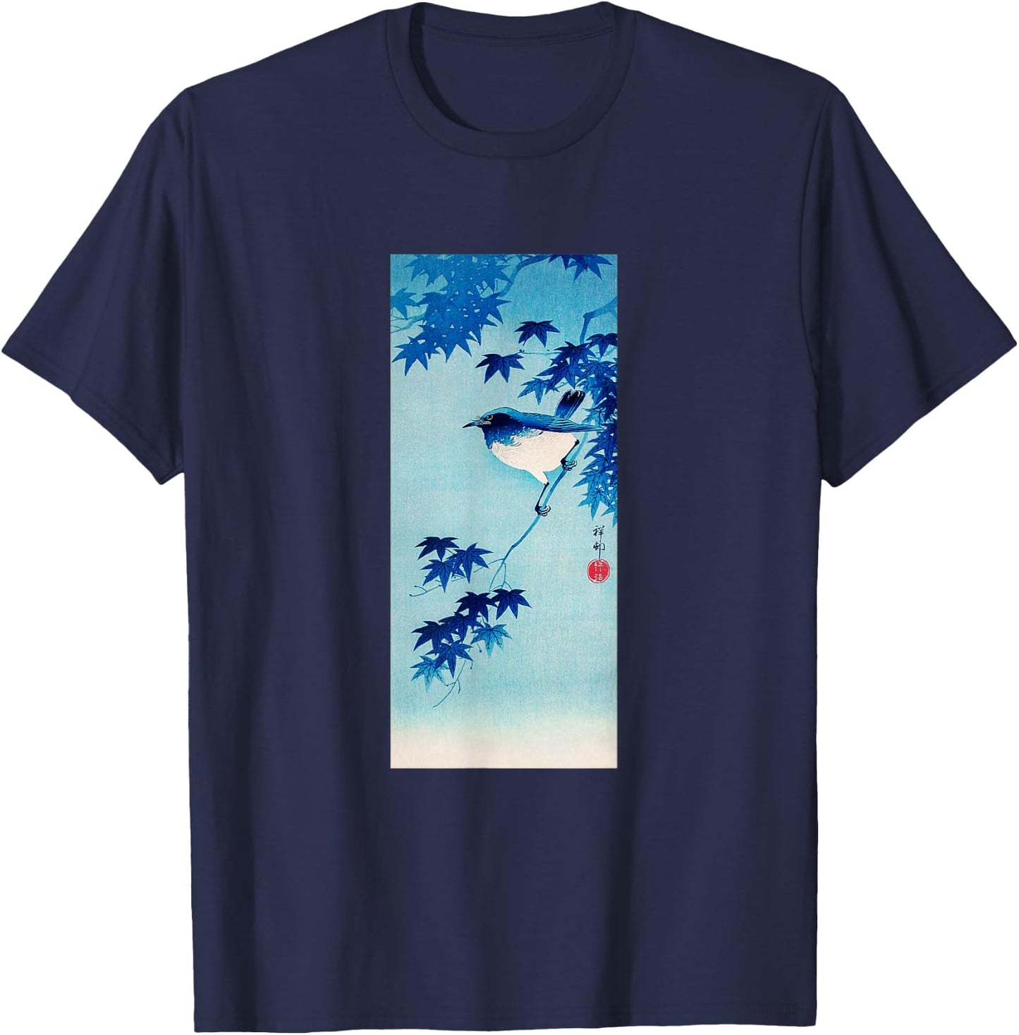 Aesthetic Vintage Japanese Shirt Bird Print Art Gifts Shirt T-Shirt - T-Shirt | Navy