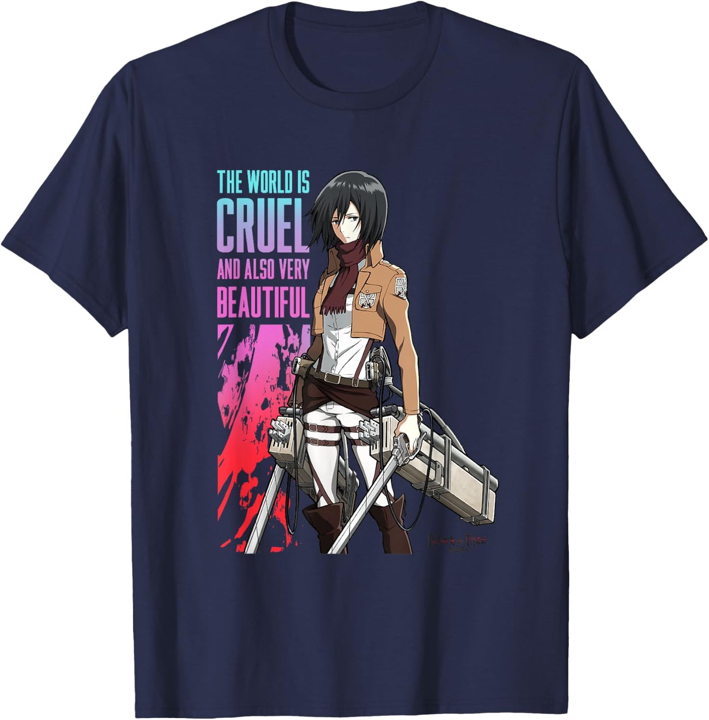 Attack on Titan The World is Cruel AOT Anime T-Shirt - T-Shirt | Navy