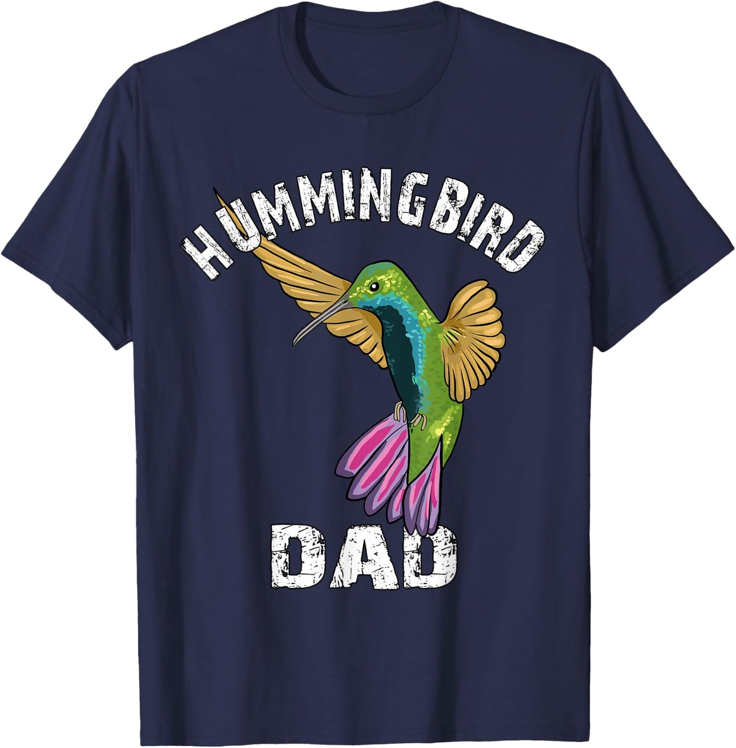 Hummingbird Dad Lover Illustration Hummingbird Art T-Shirt - T-Shirt | Navy