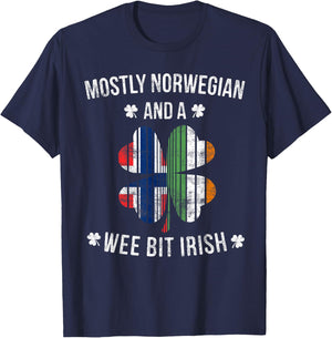 Norwegian Wee Bit Irish Norway St Patricks Day Gift T-Shirt - T-Shirt | Navy